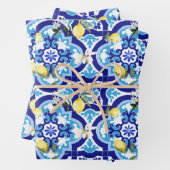 mediterrane Fliesen, blaue Fliesen, Zitrone, Geschenkpapier Set (Beispiel)