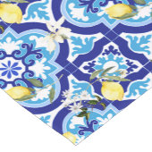 mediterrane Fliesen, blaue Fliesen, Zitrone, Kurzer Tischläufer (Ecke)