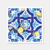mediterrane Fliesen, blaue Fliesen, Zitrone, Serviette (Vorderseite)