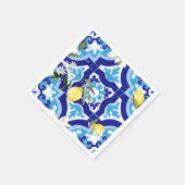 mediterrane Fliesen, blaue Fliesen, Zitrone, Serviette (Ecke)