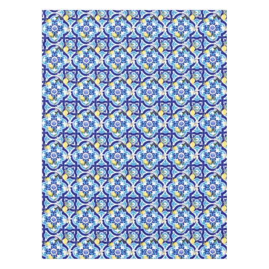 mediterrane Fliesen, blaue Fliesen, Zitrone, Tischdecke (Vorderseite)