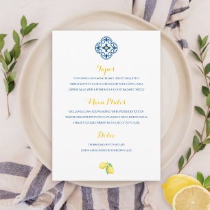 Mediterrane Fliesen-Hochzeit mit minimalistischem Menükarte