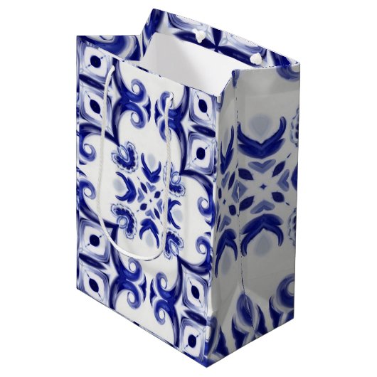 mediterrane Fliesen, Majolika, sizilianisch, Mittlere Geschenktüte (Vorderseite Schrägansicht)