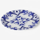 mediterrane Fliesen, Majolika, sizilianisch, Pappteller (Schrägansicht)