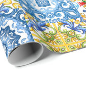 mediterrane Fliesen, Majolika, sizilianischer Stil Geschenkpapier (Rolleneckpunkt)
