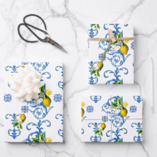 mediterrane Fliesen, Majolika, sizilianischer Stil Geschenkpapier Set