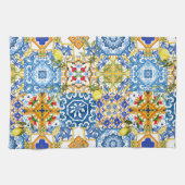 mediterrane Fliesen, Majolika, sizilianischer Stil Geschirrtuch (Horizontal)