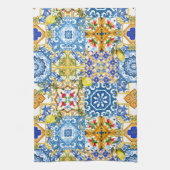 mediterrane Fliesen, Majolika, sizilianischer Stil Geschirrtuch (Vertikal)