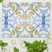 mediterrane Fliesen, Majolika, sizilianischer Stil Geschirrtuch (Gefaltet)