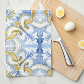 mediterrane Fliesen, Majolika, sizilianischer Stil Geschirrtuch (Viertel Falte)