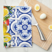 mediterrane Fliesen, Majolika, sizilianischer Stil Geschirrtuch (Viertel Falte)