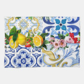 mediterrane Fliesen, Majolika, sizilianischer Stil Geschirrtuch (Horizontal)