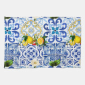 mediterrane Fliesen, Majolika, sizilianischer Stil Geschirrtuch (Horizontal)