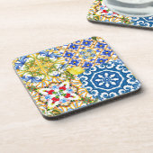 mediterrane Fliesen, Majolika, sizilianischer Stil Getränkeuntersetzer (Linke Seite)