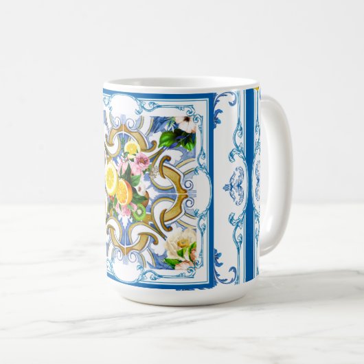 mediterrane Fliesen, Majolika, sizilianischer Stil Kaffeetasse (VorderseiteRechts)