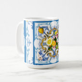 mediterrane Fliesen, Majolika, sizilianischer Stil Kaffeetasse (Vorderseite Links)