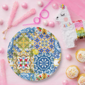 mediterrane Fliesen, Majolika, sizilianischer Stil Pappteller (Party)