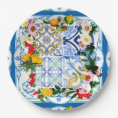 mediterrane Fliesen, Majolika, sizilianischer Stil Pappteller (Vorderseite)