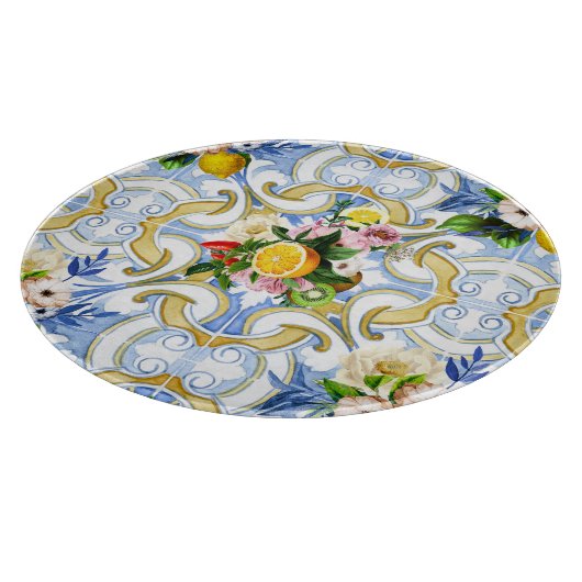 mediterrane Fliesen, Majolika, sizilianischer Stil Schneidebrett (Ecke)