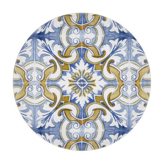 mediterrane Fliesen, Majolika, sizilianischer Stil Schneidebrett (Vorderseite)