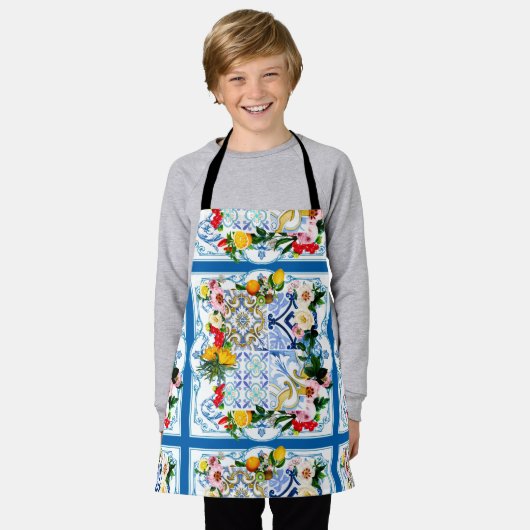 mediterrane Fliesen, Majolika, sizilianischer Stil Schürze (Getragen)