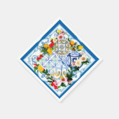 mediterrane Fliesen, Majolika, sizilianischer Stil Serviette (Ecke)