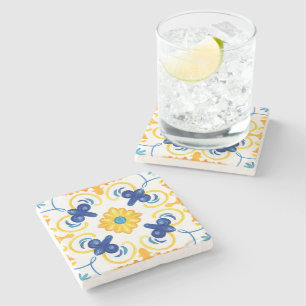 mediterrane Fliesen, Majolika, sizilianischer Stil Steinuntersetzer