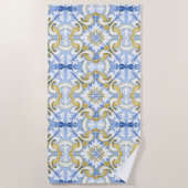 mediterrane Fliesen, Majolika, sizilianischer Stil Strandtuch (Vorderseite)