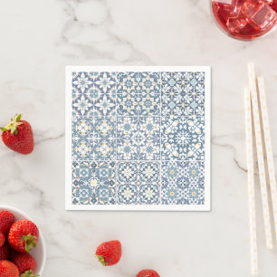 mediterrane Fliesen, marokkanisch, Majolica, Azule Serviette