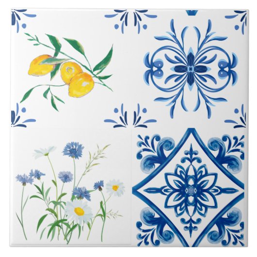 mediterrane Fliesen, sizilianische Fliesen, Majoli Fliese (Vorderseite)