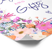 Mediterrane Fliesenrosa Blumenkarten und Geschenke Poster (Ecke)