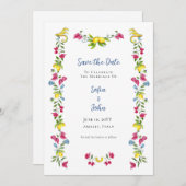 Mediterrane Gartenblume Save the Date Einladung (Vorne/Hinten)