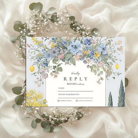 Mediterrane Gartenhochzeit RSVP Karte