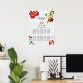 Mediterrane Hochzeitssattelkarte für Granatapfel Poster (Heimbüro)
