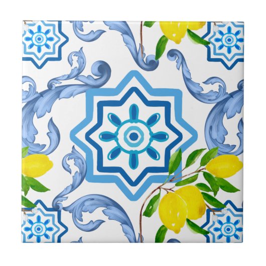 mediterrane Kacheln, Majolika, sizilianischer Stil Fliese (Vorderseite)