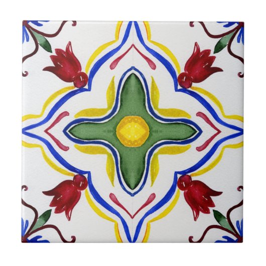 mediterrane Kacheln, Majolika, sizilianischer Stil Fliese (Vorderseite)