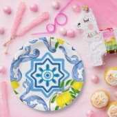 mediterrane Kacheln, Majolika, sizilianischer Stil Pappteller (Party)