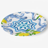 mediterrane Kacheln, Majolika, sizilianischer Stil Pappteller (Schrägansicht)