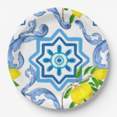 mediterrane Kacheln, Majolika, sizilianischer Stil Pappteller (Vorderseite)