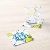 mediterrane Kacheln, Majolika, sizilianischer Stil Rechteckiger Pappuntersetzer (Vor Ort)