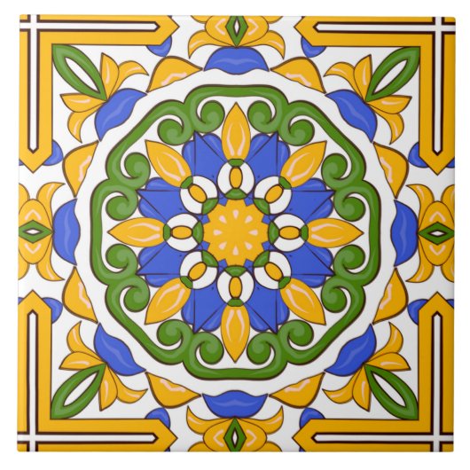 Mediterrane Kacheln, Majolika, Sizilien, Keramik T Fliese (Vorderseite)