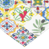 mediterrane Kacheln, Oliven, Chili, Paprikaschoten Tischdecke (Schrägansicht)