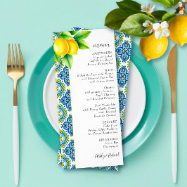 Mediterrane Kacheln und Zitronen Hochzeitskarte Werbekarte