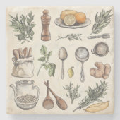 mediterrane Kräuter und Gewürzstein Untersetzer (Vorderseite)