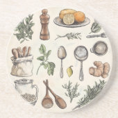 Mediterrane Kräuter und Küchen Getränkeuntersetzer (Vorne)