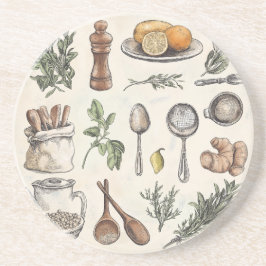 Mediterrane Kräuter und Küchen Getränkeuntersetzer