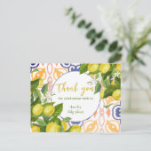 Mediterrane Lemon Blossom Babydusche Postkarte (Stehend Vorderseite)