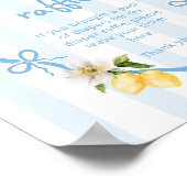 Mediterrane Lemon Blue Bows Diaper Poster (Ecke)