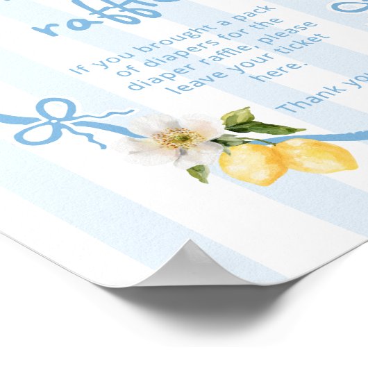 Mediterrane Lemon Blue Bows Diaper Poster (Ecke)