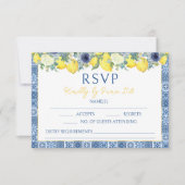 Mediterrane Lemon Hochzeit RSVP Antwortkarte (Vorderseite)